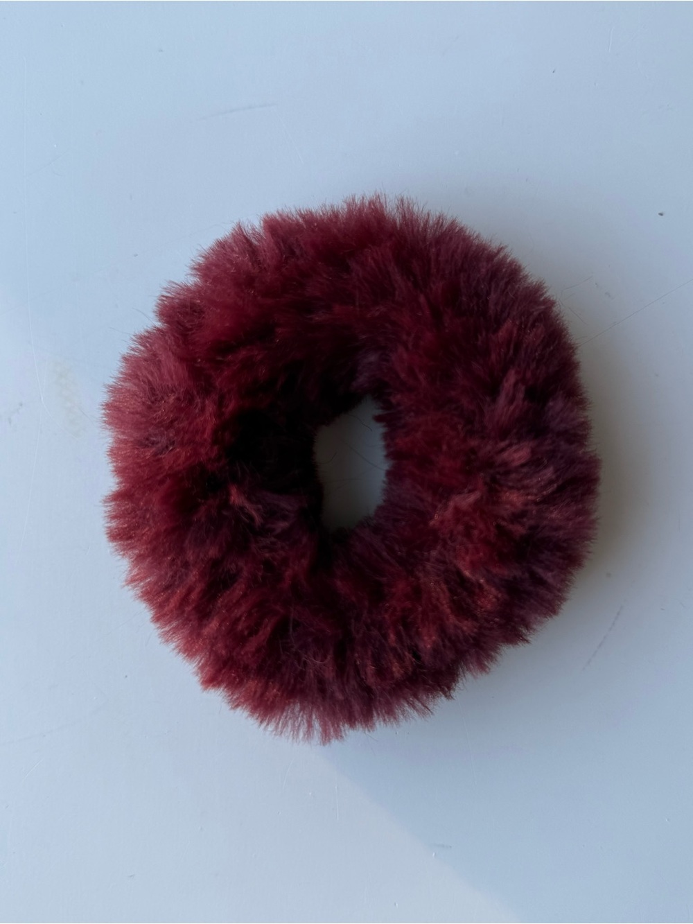 Free Add on - Faux Fur Hair Scrunchie - Burgundy